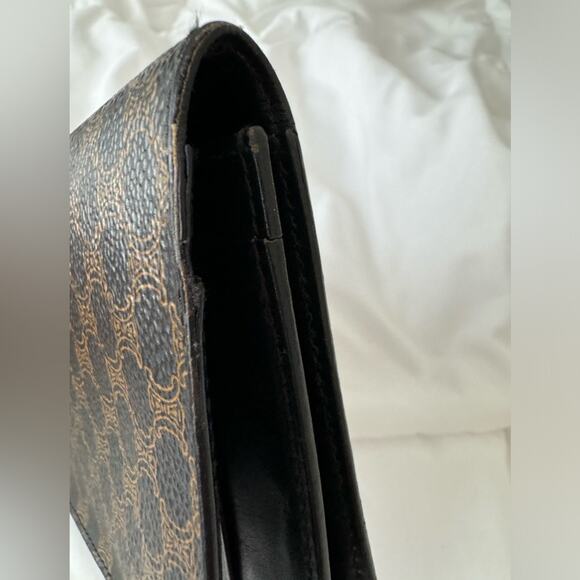 Vintage Celine Macadam Brown Coated Canvas Long Wallet 7x3 Designer‎ Classic - Picture 4 of 9